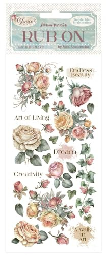 Stamperia - Rub-on for Scrapbooks, Albums, Card Making, Bullet Journals and More, Easily Transfer Images onto Paper and Other Surfaces, Perfect for Crafts and Gifting (Venice, City of Art - Roses)