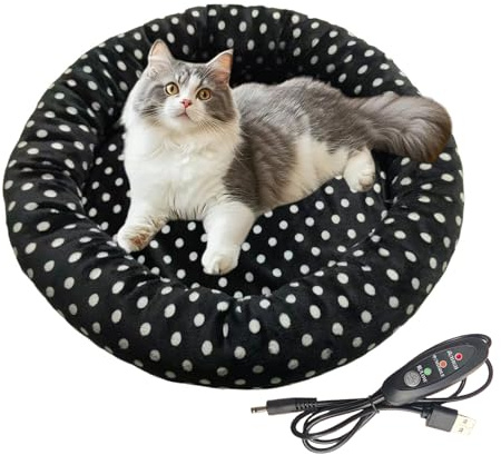 Warm Nest Pad - Heating Pad for Cats for Indoor Sleeping | Short Plush with USB Power, Three Temperature Settings, Cold Weather Pet Mat, Dog Bunny Kitten Bed, Winter Comfort Zone