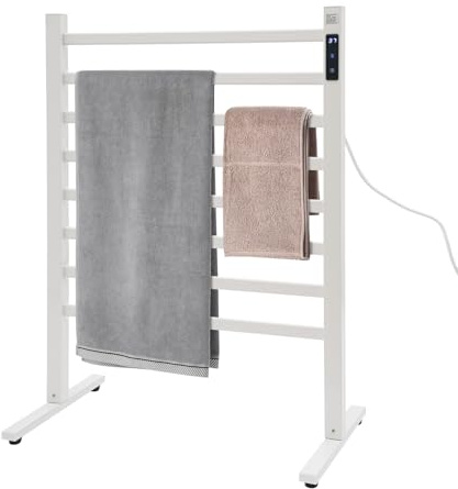 Chauffe-serviettes électrique sur pied 180 W - 45-65 °C - Avec affichage LED intelligent - Charge maximale : 8 à 10 kg - Pour salle de bain, hôtels et spas