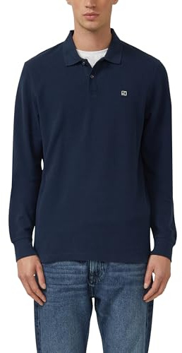 s.Oliver Langarm-Poloshirt mit Waffelstruktur und Logo-Patch