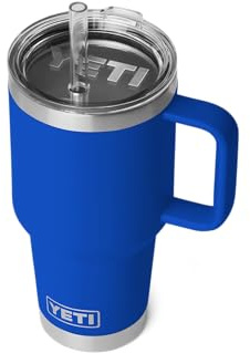 YETI Rambler Straw Mug, Stainless Steel Vacuum Insulated Mug with Stronghold Lid, Royal Blue, 35 oz (1 l)