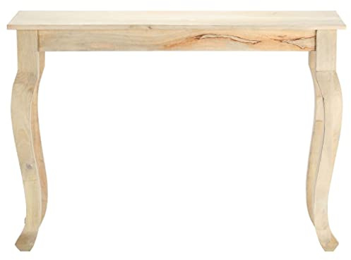 kithwjll Table console en bois de manguier massif 110 x 35 x 77 cm avec finition blanchie, polie et laquée, petite table élégante pour salle à manger, balcon et cuisine, table de jardin stable, table