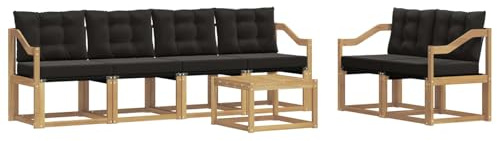 vidaXL Outdoor-Sofagarnitur mit Kissen 7 pcs Weiß und Schwarz, Gartenmöbel, modernes Outdoor-Sofa, Robustes Terrassenset, Bequeme Sitzgelegenheit für deinen Außenbereich