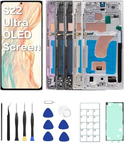 EU Version OLED Screen for Galaxy S22 Ultra 5G LCD with Frame Fingerprint
