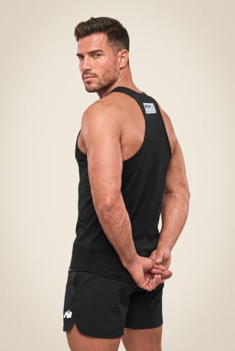 Gorilla Wear Classic Fitness Tank Top - weiß - Bodybuilding Sport Freizeit mit Logo Aufdruck leicht und bequem für optimale Bewegung aus Baumwolle