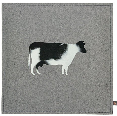 ebos Wollfilz Sitzkissen, 40x40cm✓ handgefertigt ✓ Dünn & bequem | Hochwertiges Stuhlkissen, Sitzpolster mit Füllung | Schönes Stuhl-Polster | Robustes Outdoor-Kissen (hellgrau/Fell)