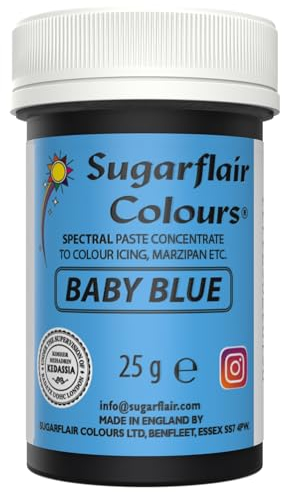 Sugarflair Spectral Baby Blue Lebensmittelfarbe Paste, hochkonzentrierte Lebensmittelfarbe für Buttercreme, Zuckerpaste, Royal Icing, Kuchenmischungen und mehr! Lebensmittelfarbstoff - 25g