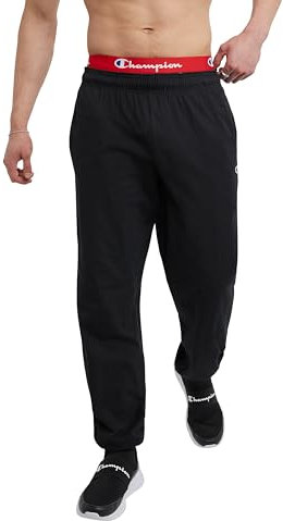 Champion Herren Trainingshose Sweathose aus Jersey mit Geschlossener Unterseite, Schwarz-407q88, XXL