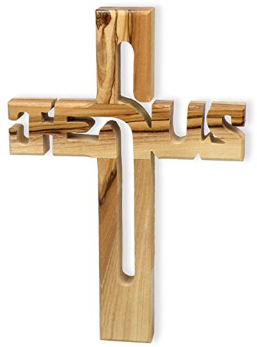 Christliche Geschenkideen °° Holzkreuz Jesus Olivenholz aus Israel, 10,5X 15cm