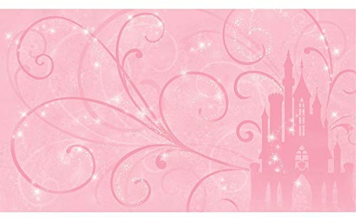 RoomMates JL1316M Princess Scroll Castle Chair Rail Prepasted Mural 6' X 10.5' -Ultra-Strippable Water Activated Removable Wall Mural-10.5 6 ft, Pink