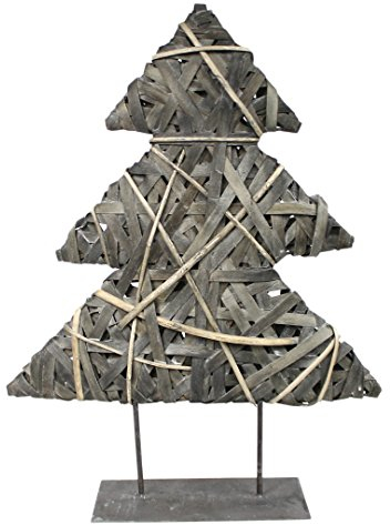 Deko Tanne Weihnachtsbaum aus Korb-Geflecht auf Metall Ständer, groß, 70cm