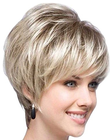 Tsnomore Mehr Stilvolle Shaggy Blonde Kurz Gerade Capless Synthetische Perücke