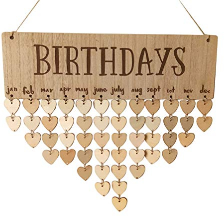 BESTOYARD Geburtstagskalender Erinnerung Immerwährender Holz Kalender DIY Geschenk Dekoration für Haus Party Dekoration