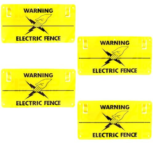 4x Electric Fence Warning Plastic Sign Double Sided Poly Wire tape Screw Fixing