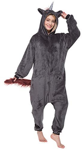 corimori 1852 Ruby Punk-Einhorn Damen Herren Onesie Jumpsuit Anzug Einteiler Kostüm Verkleidung Gr. 180-190cm, Schwarz