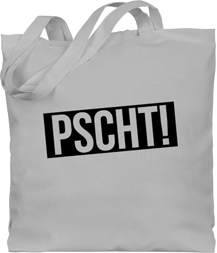 Shirtracer Baumwolltasche - Statement Taschen - Pscht! - Leise - Unisize - Hellgrau - jutebeutel lehrer statements pscht beutel tragetasche schule sprüche stoffbeutel jutetasche lehrerin baumwolle