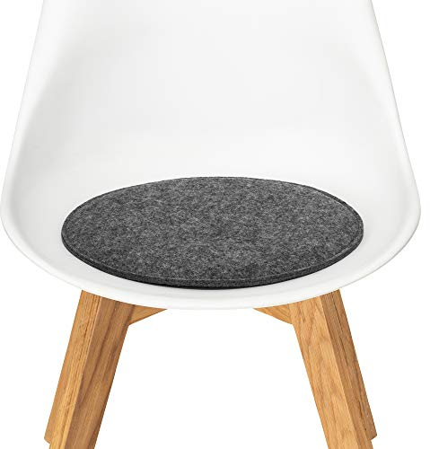 FILU Sitzkissen aus Filz 2er-Pack Dunkelgrau rund (Farbe und Form wählbar) 35 cm – Sitzkissen für drinnen und draußen, Deko für jeden Stuhl im Wohnzimmer oder Esszimmer, Gartenstuhl/Balkonstuhl