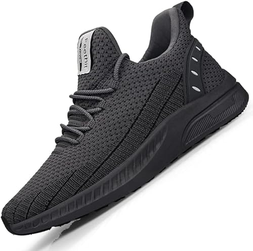 Feethit Turnschuhe Herren Laufschuhe Sportschuhe Sneaker rutschfeste Gummisohlen Leichte und Atmungsaktiv für Gehen Laufen Joggen Sports Dunkelgrau 44