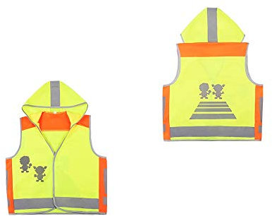 Lantra Besa Kinder Schulkinder Warnweste Unfallweste Sicherheitsweste mit Kapuze für Schule Auto Reiten Hohe Sichtbarkeit Hi Vis Jacket Gelb-Orange AR0016 - L