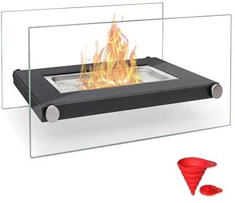 BRIAN & DANY Tischkamin Tischfeuer für Indoor & Outdoor, Bio Ethanol Kamin mit Löschhilfe und Trichter, Bioethanol Tischkamin für Balkon Deko