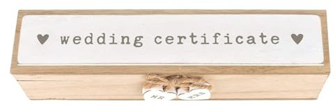 Love Story Wooden Wedding Day Marriage Certificate Holder Box with Hearts