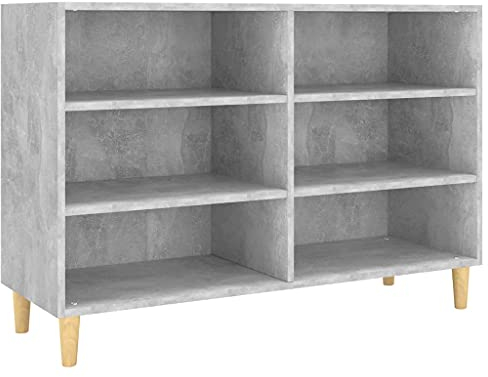 vidaXL Sideboard Bücherregal Standregal Regal Kommode Anrichte Schrank Beistellschrank Bücherschrank Lagerregal Betongrau 103,5x35x70cm Holzwerkstoff
