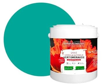 BOX DECO COULEURS Pintura natural ecológica interior exterior con aspecto satinado Natura – 2,5 l/33 m² [Clase energética A+], verde esmeralda
