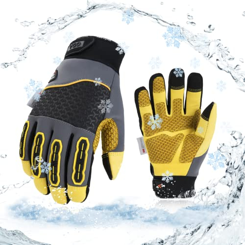 Vgo... 1 Paar Winter-Mechaniker-Handschuhe, Sicherheits-Arbeitshandschuhe für Kälte-Lagerung oder Gefrierschrank wasserdicht, mittlere Belastung(CA7724FLWP)