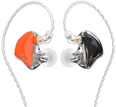 BASN Bmaster - Monitor in-ear, triplo driver HiFi stereo con isolamento acustico con bassi migliorati per musicisti registrazione palcoscenici/audio (PRO arancione/nero)