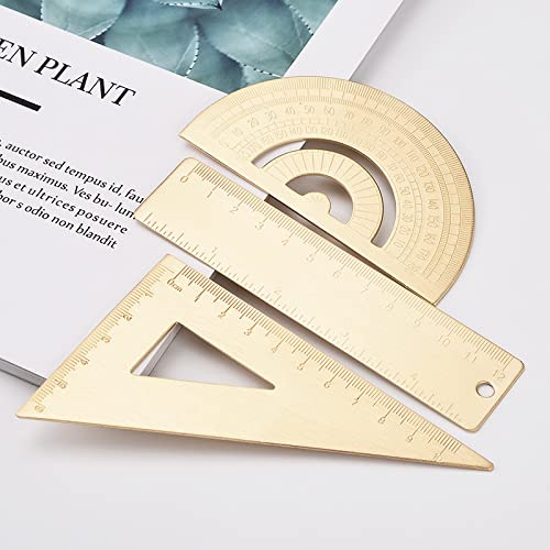 CENPEK Cancelleria per 3 Uso Differente Estremamente Spessa Super Durevole Straightedge Goniometro Set Quadrato Ottone Triangolo Righello Cancelleria Matematica Geometria Regalo