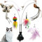 ZDQC Katzen Glocken Zauberstab,Katzenangel Saugnapf,Katzenangel mit Federn und Glöckchen,Katzen Glocken Zauberstab,Interaktives Katzenspielzeug Federn (Schmetterling + Vogel)