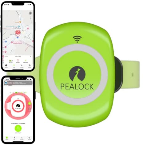 Pealock Elektronisches Schloss für Fahrräder oder Skier mit Alarm und GPS - Bewegungsmelder, Integrierter Alarm, Notruf auf Ihr Handy und GPS-Ortung - Grün