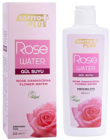 Softto+Plus Rosenwasser 200ml – Natürliches Gesichtswasser aus Isparta Rosen, beruhigend & feuchtigkeitsspendend, ideal für empfindliche Haut