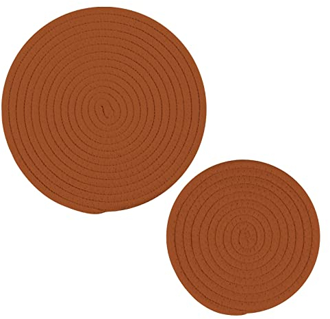 Juego de 2 soportes para ollas de cocina, juego de 2 salvamanteles de tejido de algodón terracota, posavasos elegantes para platos calientes, ollas, cuencos, café, ollas calientes