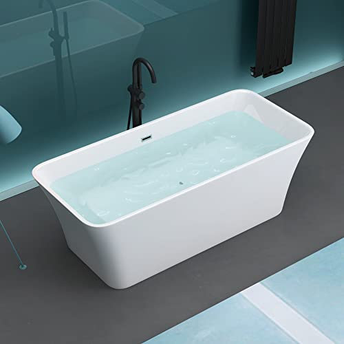 Mai & Mai Baignoire îlot en Acrylique Blanc Rectangulaire 170x75x58cm Baignoire sur Pieds avec Bonde et Trop Plein V529OA