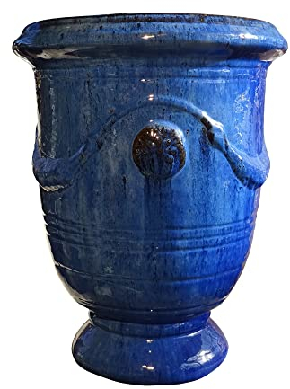 TucanoHamburg Pot de fleurs, modèle Anduze bleu, 35 x 42 cm, résistant au gel