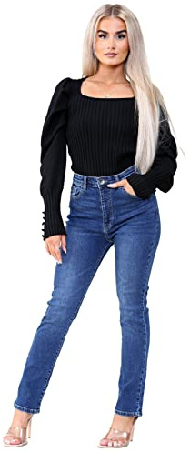 989Zé ENZO Womens Slim Straight Leg Jeans Stretch Cotton Denim Pants
