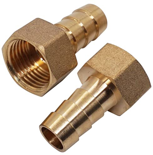 SKIR'CO Lot de 2 raccords cannelés femelles en laiton 1/2 x 14 mm, adaptateur de tuyau cannelé, connecteur de queue de tuyau, filetage BSP