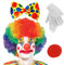 VOSSOT Clown Kostüm Accessoire, Clown Kostümzubehör, Clown Lockenperücke + Clownsnase + Bunte Krawatte + Handschuhe, Geeignet für Ostern, Arty Event, Karnevals Kostüm Cosplay