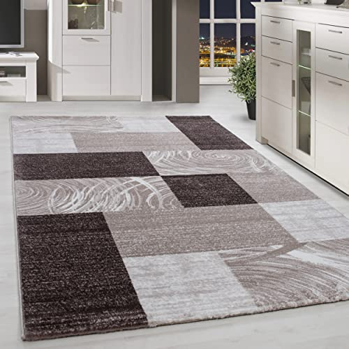 HomebyHome Teppich Wohnzimmer 240x340 cm Rechteckig Braun Kurzflor Design - Teppich Schlafzimmer, Esszimmer, Küche Flauschiger Extra Weich Tepich Waschbär Einfache Reinigung