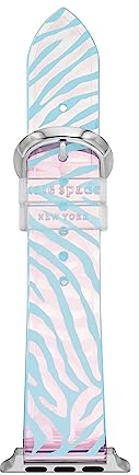 Kate Spade New York Austauschbares Silikonband, kompatibel mit Ihrer Apple Watch mit 38/40/41 mm, Armbänder für Apple Watch Serie 8/7/6/5/4/3/2/1/SE, Silber / Blau, One Size, Tier, individuell
