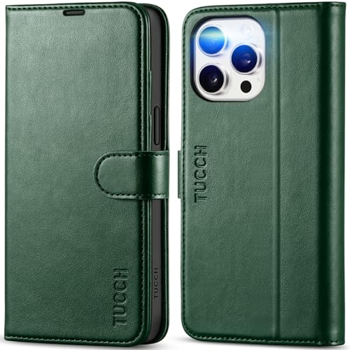 TUCCH Wallet Case for iPhone 15 Pro Max (6.7) 2023, Magnetic PU Leather Flip Foldable Flip Cover with[RFID Blocking][Viewing Stand][Card Slots][Shockproof TPU]Compatible with iPhone 15 Pro Max, Green