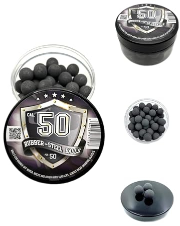 50 Stück Rubber-Steel Balls in 50 Kaliber - Hart Mix Gummi Stahl Bälle Paintballs Reballs Resuable Projectiles Powerballs Self Defense