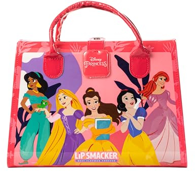 Lip Smacker Disney Princess Weekender Case, Estuche de Viaje Todo en Uno de Tote Duro, Maquillaje y Accesorios para Rostro, Labios, Ojos y Cabello, Más de 20 Piezas para tus Hijos