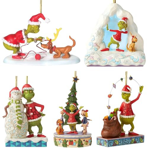 Grinch Christmas Ornament Decorations, 5PCS Stocking Cap Funny Santa Ornament Decorative Xmas Decor Ornaments Party Gifts (5pcs)