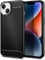 Qiinogow Case Compatible with iPhone 14, Slim Fit Phone Cover with Shock-Absorption, Carbon Fiber TPU Rubber Protective Case, Black