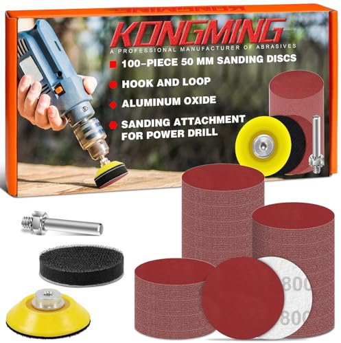 KONGMING Dischi Abrasivi 50mm 100 Pezzi Carta Abrasiva Grana 800 per Attacco per la levigatura del Trapano