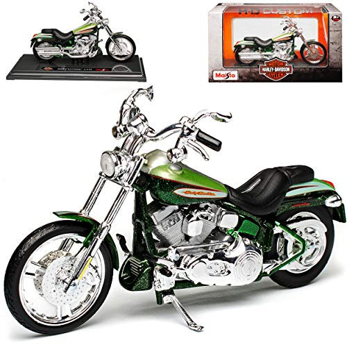 Generisch HarIey Davdson 2004 FXSTDSE2 CVO Grün Mit Sockel 1/18 Modell Motorrad