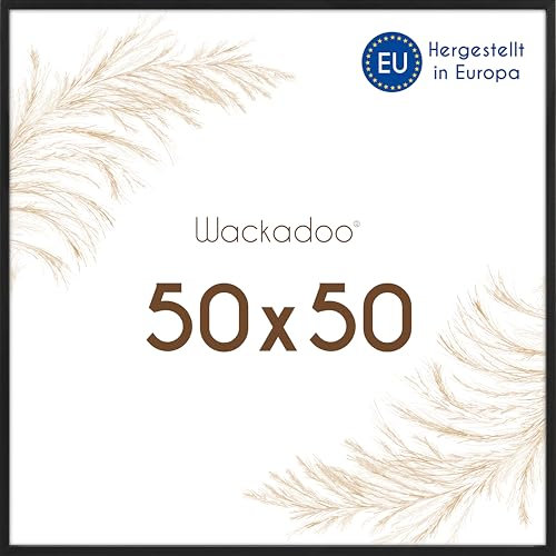 Wackadoo Bilderrahmen quadratisch 50x50 schwarz Fotowand Fotorahmen mit Glasscheibe Italienisches Holz aus MDF Picture frame