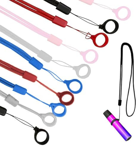 Comioke Schlüsselband Lanyard, 10 Halsketten Lanyard mit 10 Stück Band Ring Anti Lost Ringhalter aus Silikon, für RBA RDA Tank Vapor, Anti Rutsch